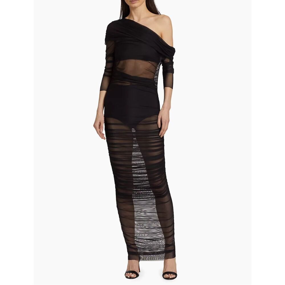 The Sei Asymmetrical Long-Sleeve Maxi Dress